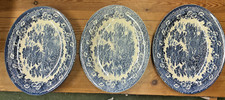 3 Antique Blue and White 13"