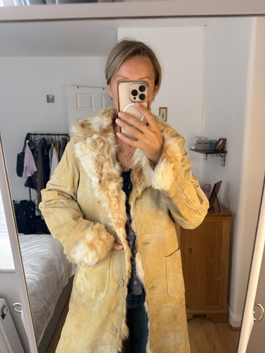 Vintage afghan coat beige - coat,