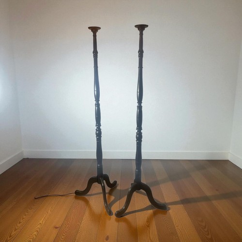 Pair tall ebonised tri - tall,