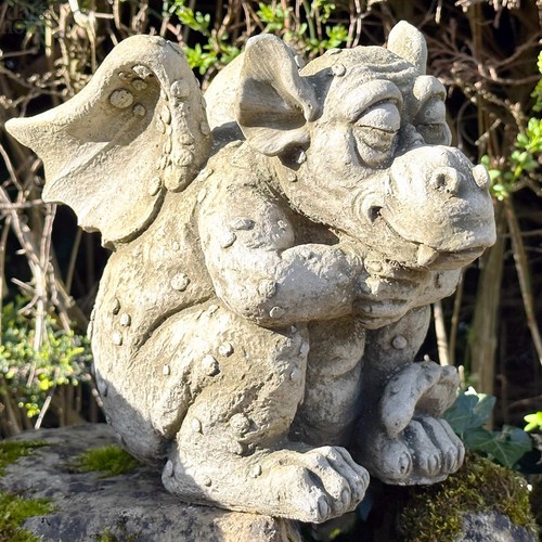 Stone snoozing dragon garden - dragon,