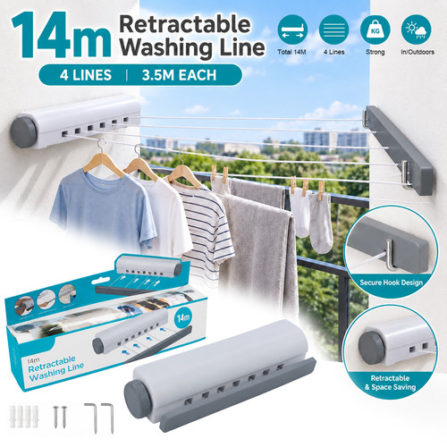 Line 14m retractable washing - line,