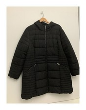 Primark Black Puffer Coat 2XL UKIRL 22/24 Hooded Quilted Jacket 100% Polyester