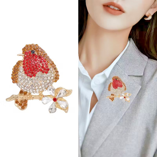 Large rhinestone red breast - rhinestone,