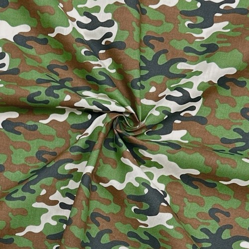 Green camouflage polycotton - green,