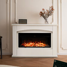 34in LED Flame Fire Fireplace & MDF Wooden Surround Color-Changing Electric Fire