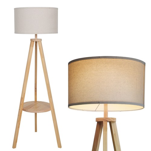 Tripod shelf floor - lamp, wooden