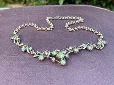 Vintage fifties AB coro style choker necklace silver tone adj hook clasp