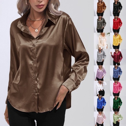Womens satin silk solid shirt - womens,