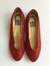 RED GLITTER SHOES SZ GIRLS 4 M RED RUBY SLIPPERS DOROTHY WIZARD OF OZ COSTUME