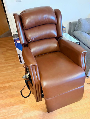 Brown leather dual motor riser - leather,