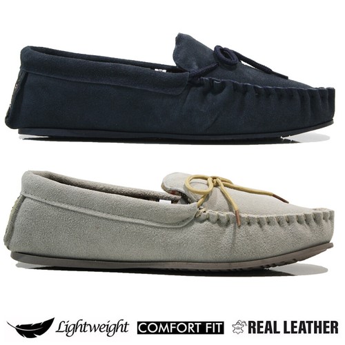 Mens leather slip slippers - slip, on
