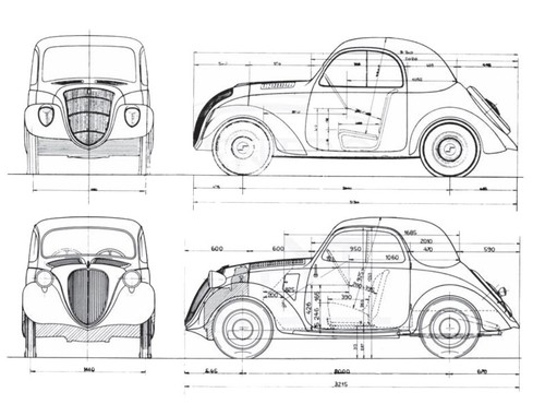 Photo blueprint fiat 500 a - a4,
