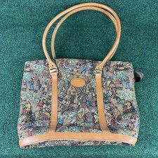 Gobelins Art Tapestry Canvas & Leather Tote Shoulder Bag Great Condition