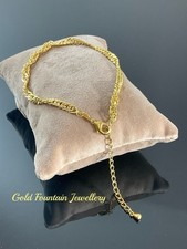 18ct 18k Gold Filled Wave Chain Anklet Footchain Adjustable Size Ref:-572B