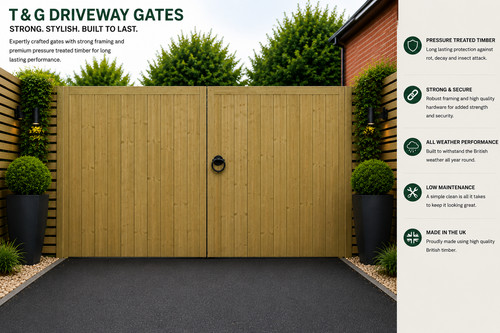 Wooden driveway gates - driveway,