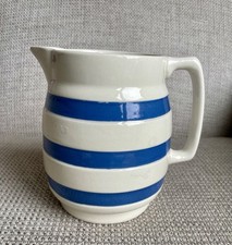 Vintage Chef Ware Blue Stripe Milk Jug Staffordshire England One Pint