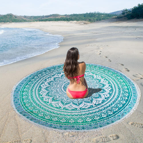 Indian cotton round tapestry - indian,