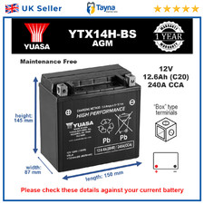 Genuine Yuasa YTX14H-BS High