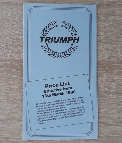 Triumph price and optional - price,