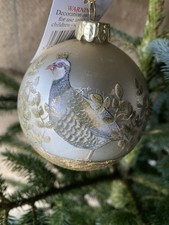 Gisela Graham Glass Christmas Tree Ornament Pheasant & Partridge