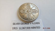 1915 KING GEORGE V SILVER FLORIN WEIGHS 11 GRAMS XTRA FINE CONDITION