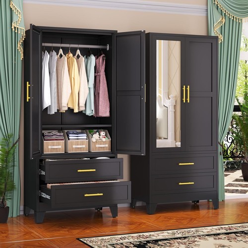 Steel armoire wardrobe - steel,