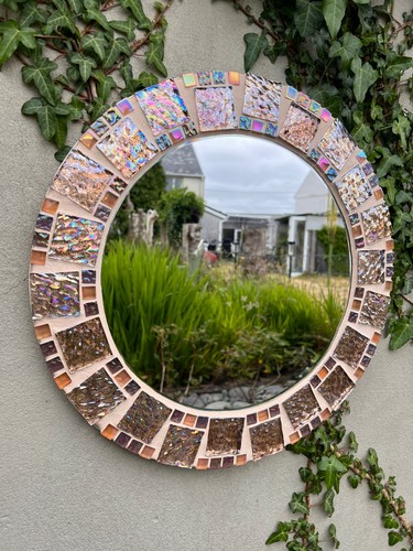 Round mosaic wall mirror - wall,