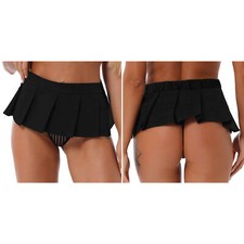Women Schoolgirl Mini Skirt Role Play Costume Mini Plaid Pleated Micro Skirts
