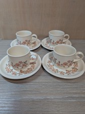 Biltons Vintage Tea Cup Saucer Set of 4 Pink Floral Retro 1970s Breakfast Dining