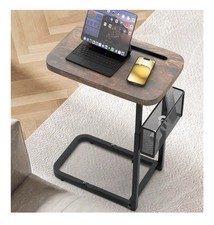 TV Tray Table with Large Tabletop, Adjustable Couch Table with Storage Basket...