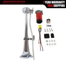 150db Chrome Super Loud Single Trumpet Air Horn Kit Truck Lorry Boat Train 12V