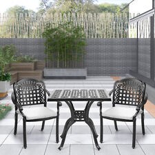 Aluminium Cafe Bistro Set Garden Furniture Table and 2/4 Chairs Patio Cast Black