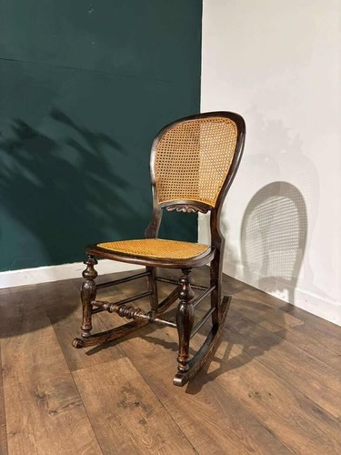Edwardian rush seat rocking - rush,