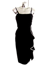 Lipsy Petites Black Dress  Women's Mono Bodycon Ruffle Trim Midi Size 10 NEW