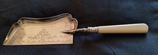 ANTIQUE VINTAGE SILVER PLATE FAUX BONE HANDLE TABLE CRUMB TRAY a/f  [41)