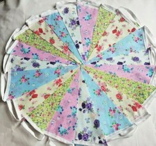 Clearance Fabric Floral Bunting 20ft 6m Vintage Handmade Wedding OFFERS SALE 