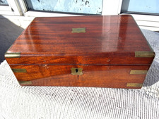 ANTIQUE MAHOGANY WOOD & BRASS FITTINGS WRITING SLOPE