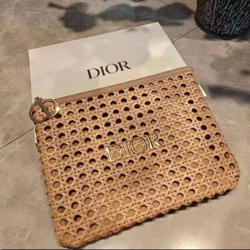 Woven rattan makeup bag zip - rattan,