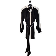 karen millen petite womens dress black & white military mono belted size 8 new