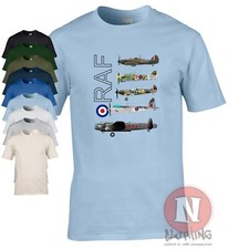 RAF WW2 aircraft T-shirt Spitfire Lancaster Typhoon Hurricane Mosquito  