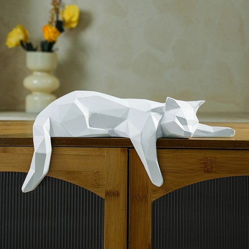 Modern geometric cat statue - modern,