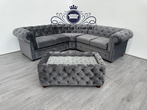 Chesterfield corner sofa plush - sofa,