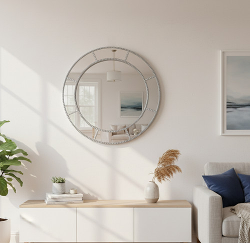 Large round window wall mirror - window,