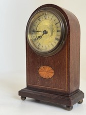 Antique Birmingham Mantel Clock – Roman Numerals, Inlaid Mahogany, Working Order