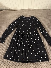 M&S Girls' Dress Black With White Hearts On Age 5-6 Excellent Condition