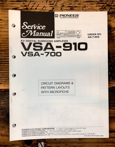 Pioneer vsa 700 - vsa-700, vsa-910