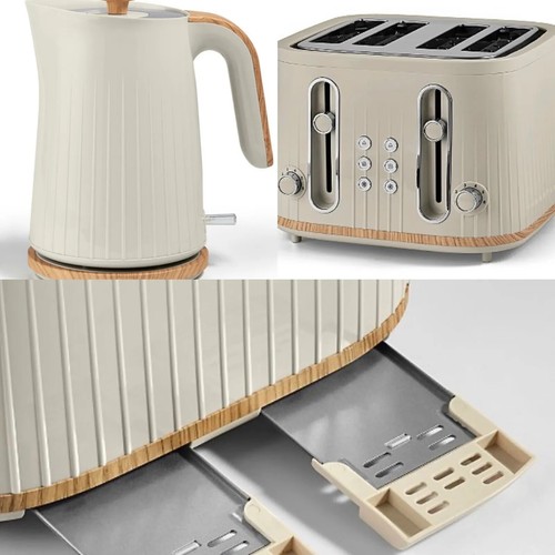 New cream and wood kettle - wood,