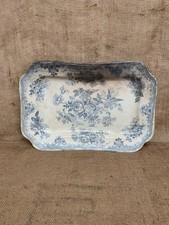 Asiatic Pheasants Large Rectangle Platter - Rustic Ironstone - Worn - Farmhouse