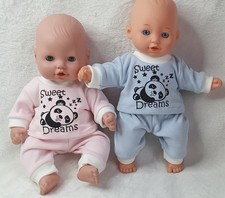 11"-12" Baby dolls clothes Pajamas Nightwear Pink or Blue handmade fit 28-30cm