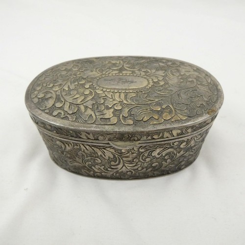 Oval trinket box - oval, damask